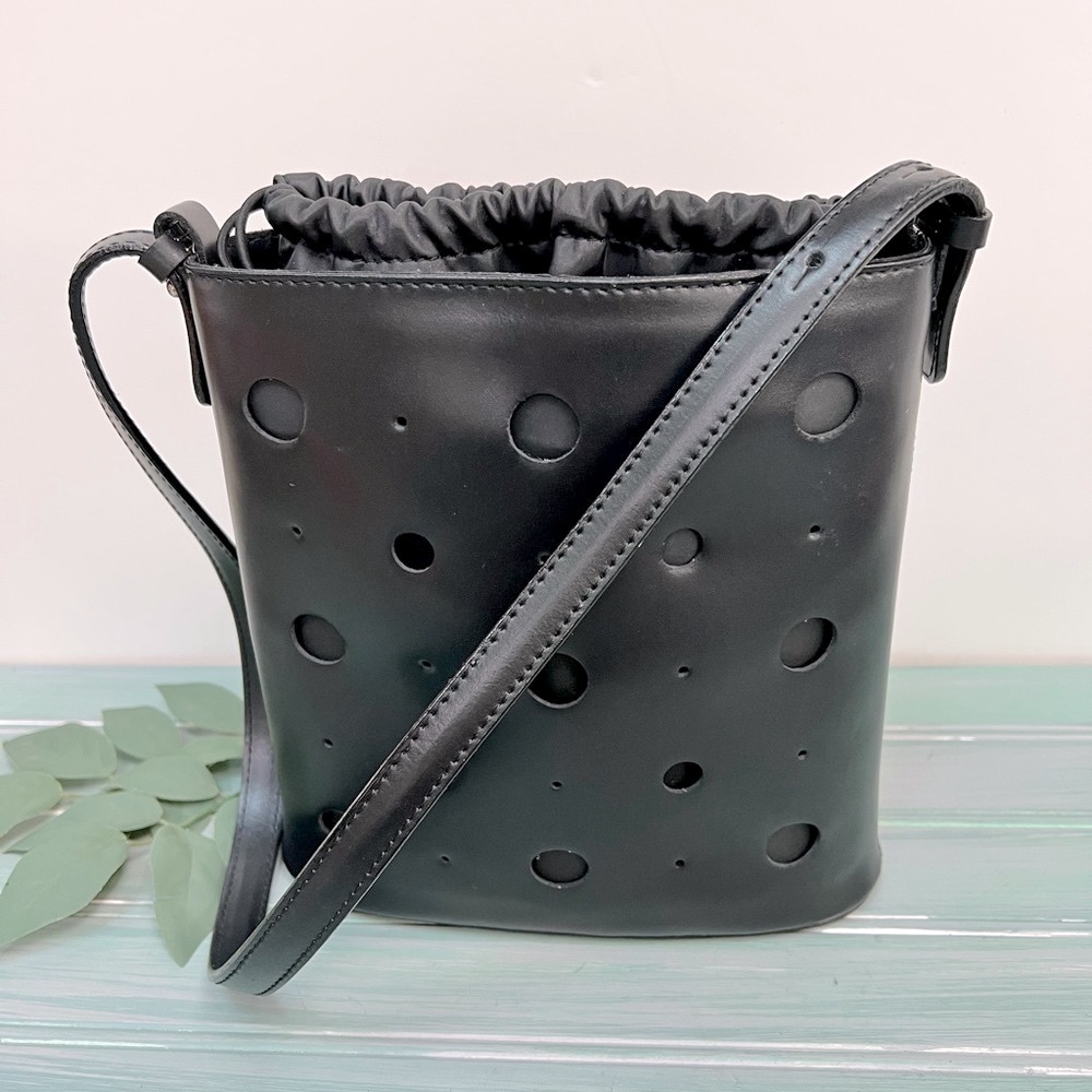 Kesslord Paris France Leather Drawstring Cutout Designer Bag